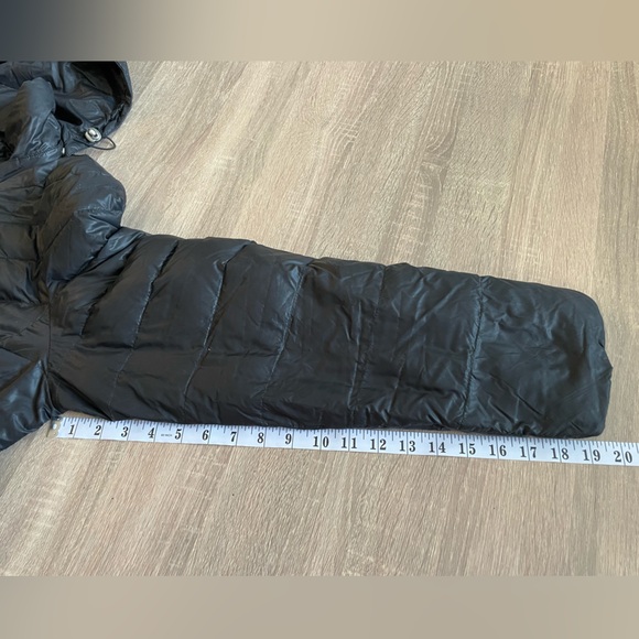 Utex Long Black GOOSEDOWN puffer Jacket Trench w/ Removable hood. Size L - Picture 10 of 15